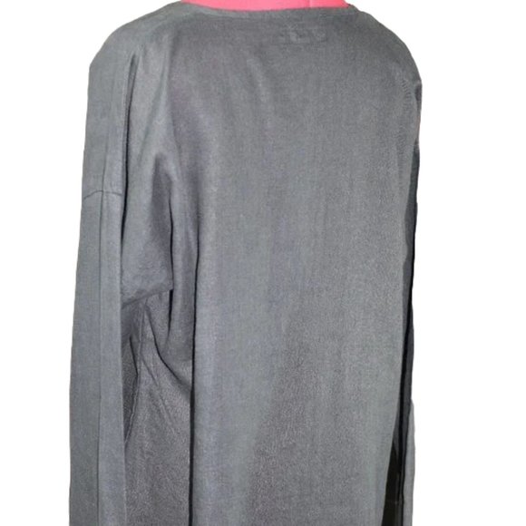 FLAX Black Long Sleeve, Lagenlook Styling Linen Full Cut Top, Size Medium - Picture 6 of 8